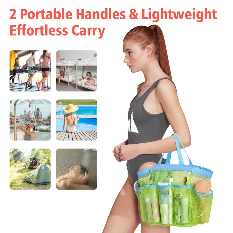 F-color Mesh Shower Caddy Portable, Upgrade Deeper 7 Pockets Shower