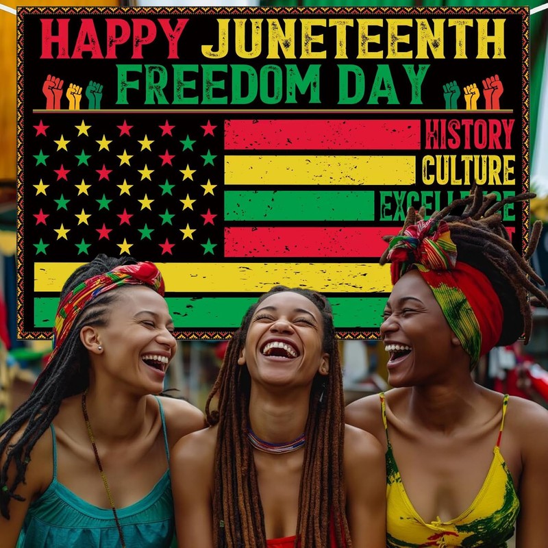 Juneteenth Decorations Happy Juneteenth Backdrop Banner - Juneteenth Freedom Day