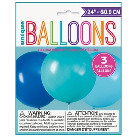 Blue & Teal Giant Latex Balloons, 24" (3-Pack) - Extra Large, Premium-Quality & Vibrant Party Decorations, Perfect for Any Celebration