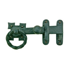 Renovators Supply Manufacturing Door Lock Latch 7 in. Black Wrought Iron Gate Latch Garage Barn Door Lock with Mounting Hardware