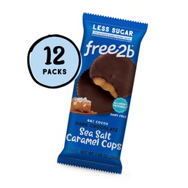 Free 2b Sea Salt Caramel Cups, Safe for School and Allergy Friendly - Gluten-Free, Dairy-Free, Nut-Free, and Soy-Free - Dark Chocolate, 2-Cup Packages (Pack of 12)