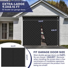 Garage Door Screen for Winter Garage Door Insulation Kit Magnetic Thermal with Enhanced Weighted Bottom Cotton Garage Curtain Oxford Cloth Silk Cotton Waterproof Windproof Soundproof 9x8FT