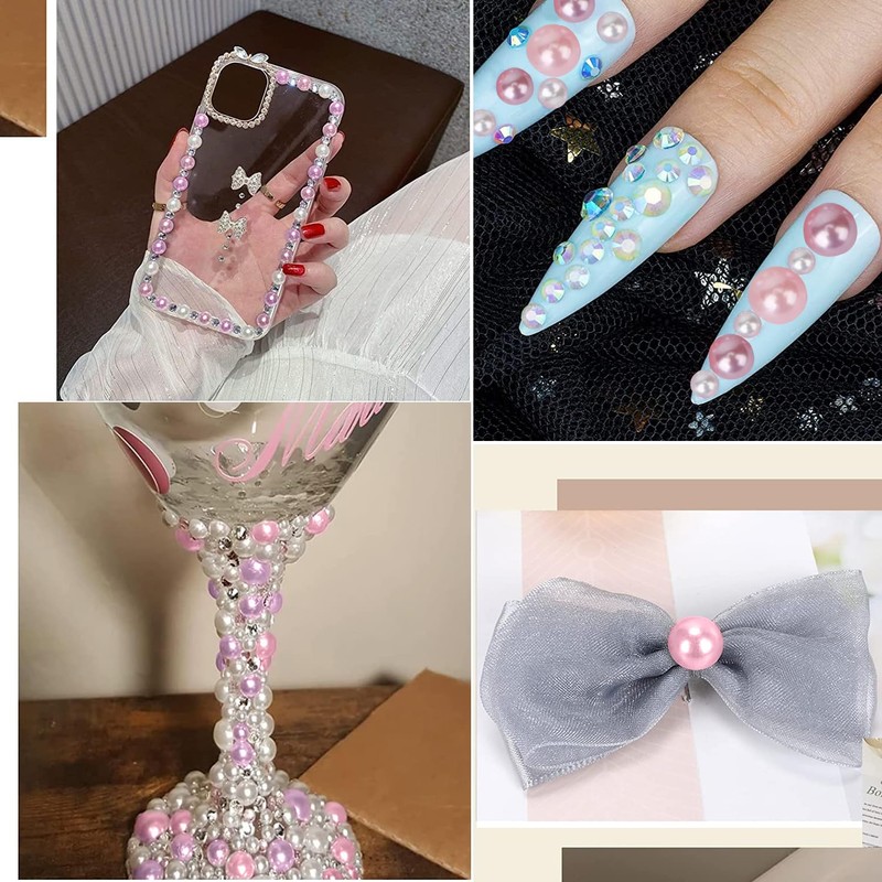 OWill 30 g Mix Flat Back Pearls and Rhinestones for