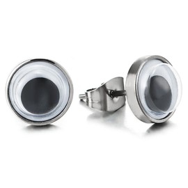 9MM Googly Eyes Stud Earrings for Men Women, Stainless Steel 2pcs(CA)