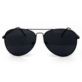 O2 Eyewear 215 Premium XXL Oversized Retro Vintage Flat Top Aviator Womens Mens Sunglass (SOLID BLACK, 62)