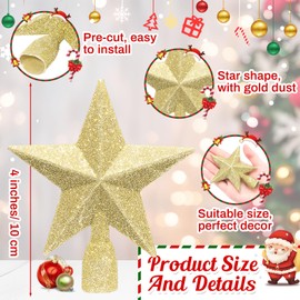 Cinnvoice Mini Christmas Tree Topper with 30 Pcs Mini Christmas Ball Ornament Set 4 Inch Mini Tree Topper Small Star Tree Topper Mini Christmas Ornament Ball for Small Christmas Tree Table Centerpiece