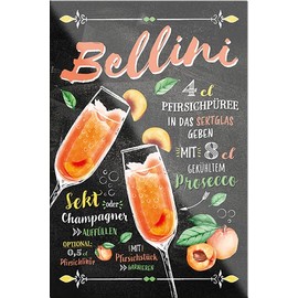 schilderkreis24 Bellini Cocktail Recipe Magnet Alcohol Spirits Decoration Fridge Magnet Humour Gift Idea Birthday Christmas 9 x 6 cm