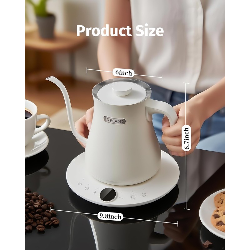 INFOOD 0.8L Gooseneck Electric Kettle, Precise Temperature Control for Pour