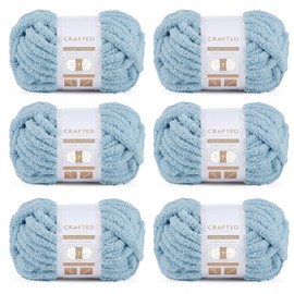 Crafted By Catherine Chunky Chenille Yarn - 6 Pack (8 oz / 227 g, 31.7 Yards Each Skein), Slate Blue, Gauge 7 Jumbo
