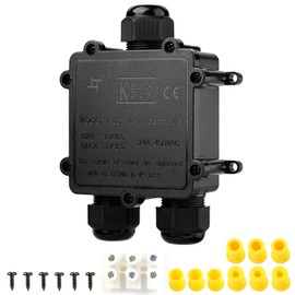 Tynoscco IP68 3Way Waterproof Junction Box Outdoor,3-Way Waterproof Splice Box Outdoor with 3 Cable M25 Gland Wire Connector, Extension Electrical Cable Protector for Diameter Cable Ø4-14mm Black