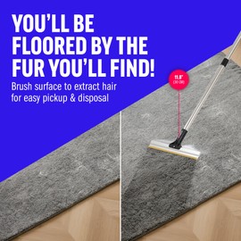 ChomChom Carpet Rake – Adjustable Pet Hair Remover Tool Up to 64 in Long – Deep Clean Embedded Pet Hair with Teeth Technology – Reusable, Quiet – for Carpets, Stairs, Rugs, Pet Beds, Cars & More