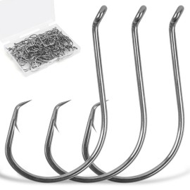 Circle Hooks Fishing Hooks,50/100pcs 2X Strong Octopus Hooks Sea Fishing Hooks Offset Sport Circle Hooks for Saltwater Freshwater Bass Carp Pike Tuna Course Sea Fishing Tackle Gear (50pcs_1/0)