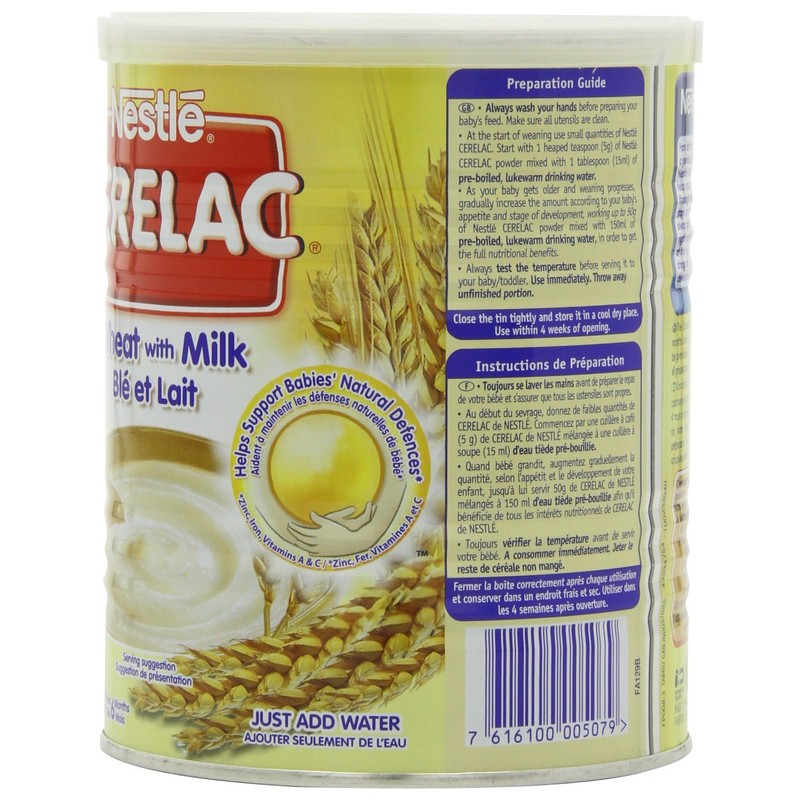 Nestle Cerelac, Wheat With Milk, 14.11-Ounce Cans (Pack of 4)