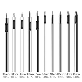 10 Pcs Leather Hole Punch Cutter 0.5mm-3.5mm Hollow Punch Set for Leather Crafting Round Hollow Tools for Watch Bands Belts Canvas Paper Rubber Soft Material Working