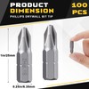 Yaocom 100 Pack Reduced Phillips Drywall Screwdriver Bits 1 Inch