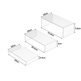 Sezanrpt Acrylic Risers Display Stand, 3 Pieces, Rectangular Dessert Table Display Set, Clear Display Shelf for Funko Pop, Retail, Shoes, Plants, Home Decors, Decoration, 19 x 20.3 x 21.6 cm