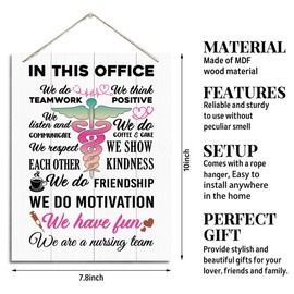 In this Office Sign, We are A Nursing Team Sign, Rustic Hanging Wood Plaque Sign, Inspirational Decor for Dentist Office, Wood Wall Hanging Decor, Nurse's Day Gift, Teamwork Gift for Nurses