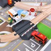 Giant bean 72PCS Fire Station Wooden Train Track Electric Train
