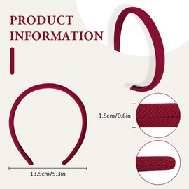 LOPHE 2PCS Women's Headband,Red Thin Headband,Retro Style Fashion Comfortable Headband,French Hair Accessories,Girls Diy Non-Slip Headband,Suitable for Women Girls