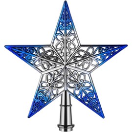 Christmas Tree Topper Star, Christmas Tree Topper in Star Shape, Star for Christmas Tree Topper, Decorated Christmas Tree Decoration, Vintage Traditional Plastic Christmas Tree Decoration (Silver