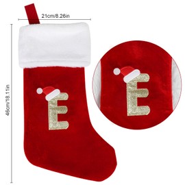 VEYLIN Christmas Stockings with Letters, 20 Inch Plush Christmas Stockings Embroidered Stockings Large Christmas Stockings for Girls/Boys Red Letter（E