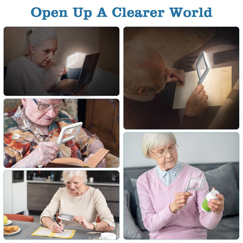MoKo Magnifying Glass for Reading, Rechargeable 4X Full Page Book