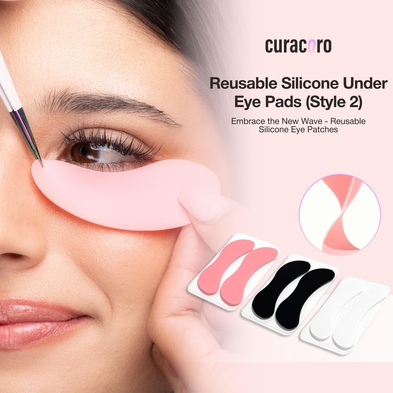 Curacoro Reusable Eye Pads, Silicone Under Eye Patches Lash Lift