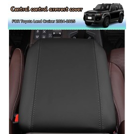 Kakash Custom Interior Accessories for Toyota Land Cruiser 2024 2025 Leather Center Console Cover Armrest Pad,Waterproof Anti-Scratch Protector Your Armrest(Black Stitches)