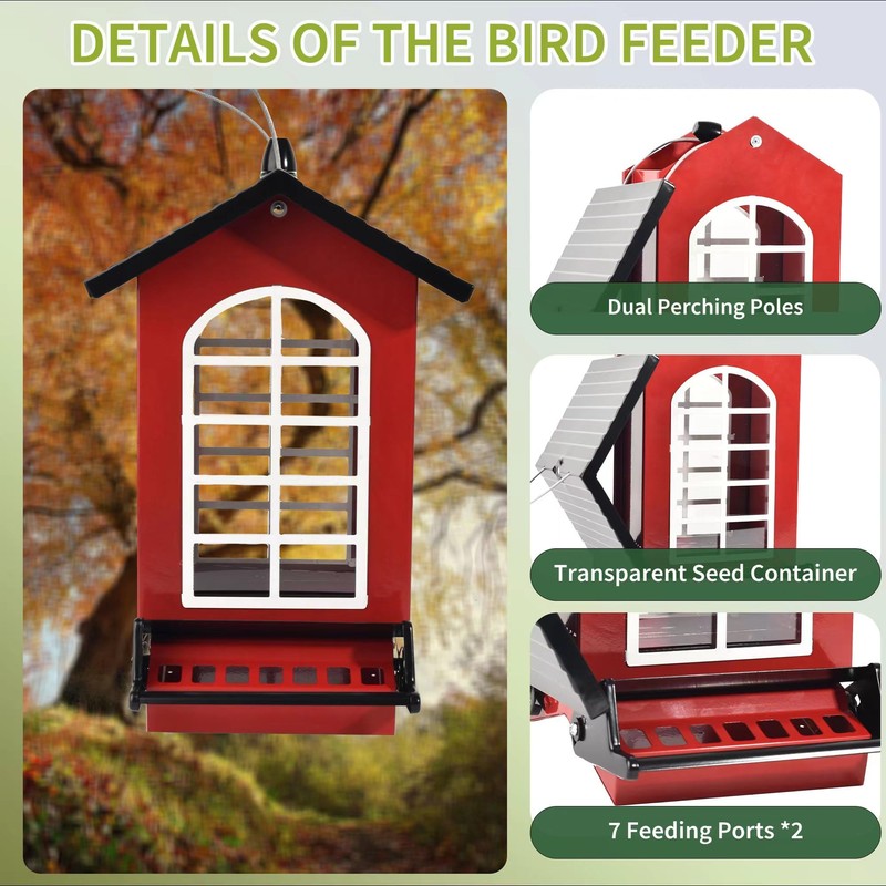 Bird Feeder Squirrel Proof Metal Hanging for Outdoor Wild Bird