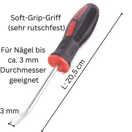 Nail lifter, nail puller, nail tool, clip lifter with U-fork, 20.5 cm