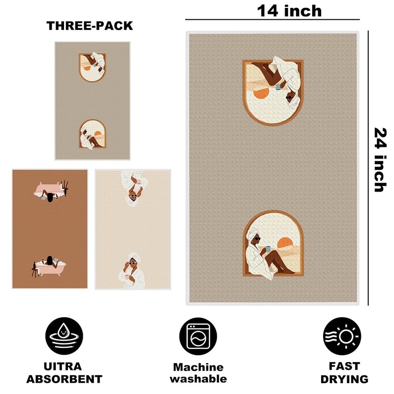 3 Pcs African American Woman Hand Towels, African Black Girl
