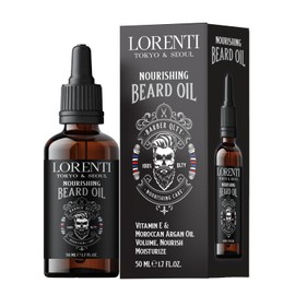 Lorenti Premium Beard Oil 100% Natural Beard Conditioner & Organic Moroccan Argan | Vitamin E Beard Oils Helps Volume, Moisturize & Nourish Beard Growth 1.69 Fl Oz (50ml)