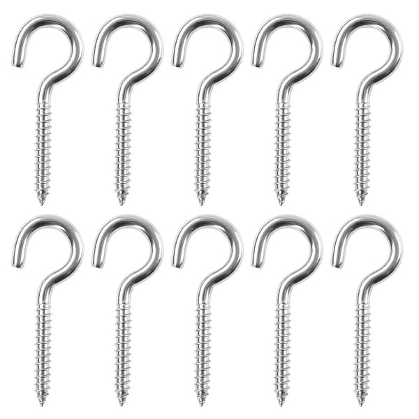 XIATIAN M6 Screw-in Hooks, Stainless Steel Screw Hooks, 10 Pcs