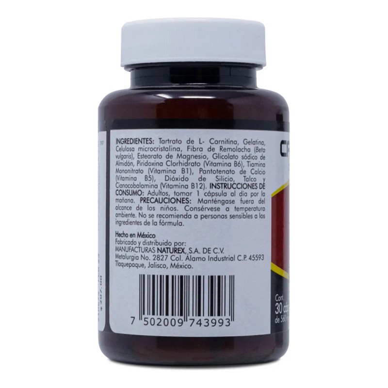 Carnitina Con Complejo B Frasco Con 30 Cpsulas Naturex Na