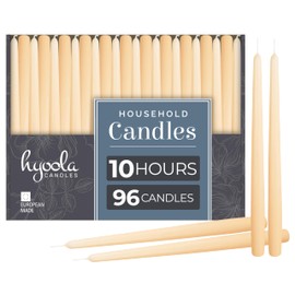 Hyoola Tall Taper Candles Bulk - 12 Inch Cream Unscented Dripless Taper Candles - 10 Hour Burn Time - 96 Pack