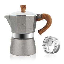 ShanSon Moka Pot Stovetop Espresso Maker 3 Cup 5 oz Italian Coffee Maker Manual Cuban Coffee Percolator Machine Italian Espresso Greca Coffee Maker for Cappuccino or Latte,Gray