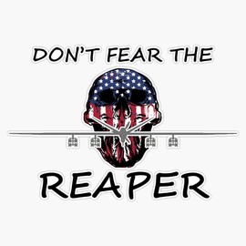 HOF Trading Don't Fear The Reaper American Mq-9 Drone Vinyl Sticker Waterproof Decal Laptop Wall Window Bumper Sticker 5 in, HOF-VETERAN-STICKERS-2367