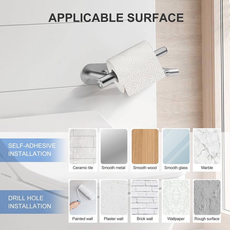 SetSail Toilet Paper Holder Adhesive or Screw-in Brushed Nickel Bathroom
