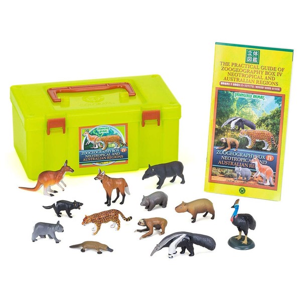 Carolata Animal Geographic District 4, New Tropical and Australian District (3D Picture Book), Southern Hemisphere, Mammals, Birds, Realistic Figure Box, Includes Explanation, Food Sanitation Act Clear, 12 Types