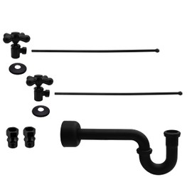 Westbrass Traditional Pedestal Lavatory Kit with Cross Handles, Matte Black, D1838L-62