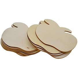 24pcs Unfinished Wooden Plaques Wood Slices Discs Cutout Pieces DIY Pyrograph Art Crafts - Apple Shape