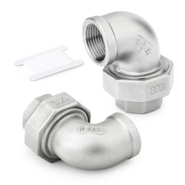 TAISHER 2PCS 304 Stainless Steel 90 Degree Elbow Union，1" NPT Female x 1" NPT Female Cast Pipe Fitting