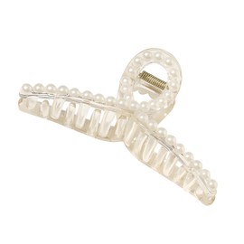 BellaStella 1 Pcs Small Pearl Large Hair Claw Clips Long Hair Jaw Clips Clutches Barrettes Hair Accessories for Women and Girls