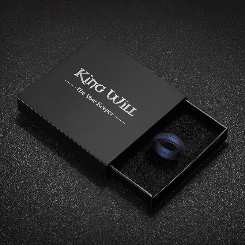 King Will Silicone Wedding Band for Men-8mm Dark Blue Silicone