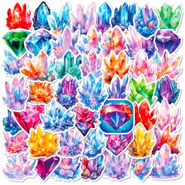 Crystal Stickers 50 Pack Laptop Stickers,Vinyl Waterproof Stickers for Water Bottles Skateboard Scrapbook Bike Computer,Phone,-Graffiti Stickers Pack for Teens Girls Kids Adults(Purple Crystal)