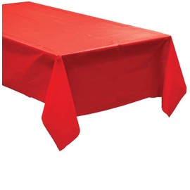 QQOUTLET Pack of 4: Disposable Plastic Tablecloths/Table Covers, 54 x 108 inches Each (Red)