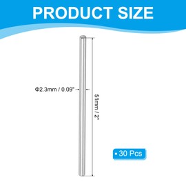 PATIKIL Round Metal Rod 2.3mm x 51mm, 30 Pcs Carbon Steel Round Shaft Rod Smooth Solid Shaft Bar Stock for Crafts Lathes Miniature Axle RC Airplane Car Model