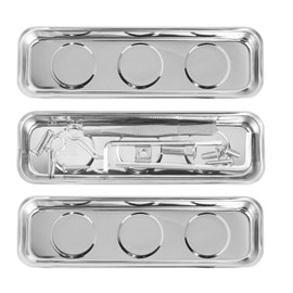 QGGTQG Magnetic Bowl 3 Pieces Stainless Steel Magnetic Bowl 226 x 65 mm Magnetic Tool Tray Rectangle Magnetic Bowl Thickened Magnetic Bowl Holds Small Parts, Tools, Screws