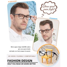 MARE AZZURO Retro Reading Glasses 1.50 Men Lightweight Readers 100 125 150 175 200 225 250 275 300 350 400 500 600 (Blue, 1.5)