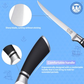 XYJ Fillet Knife Kitchen Cutlery,7 Inch Ultra Sharp Stainless Steel Salmon Fish Meat Carving Steak Knife,Professional Deboning Knife With Sheath Case